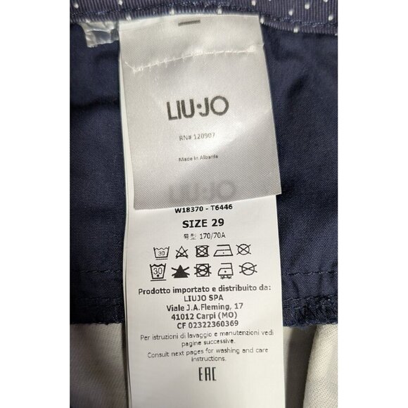 Liu Jo Pants Milano Cropped Polka Dot Whimsy Navy Blue/White Size 29 NWT - Picture 7 of 12